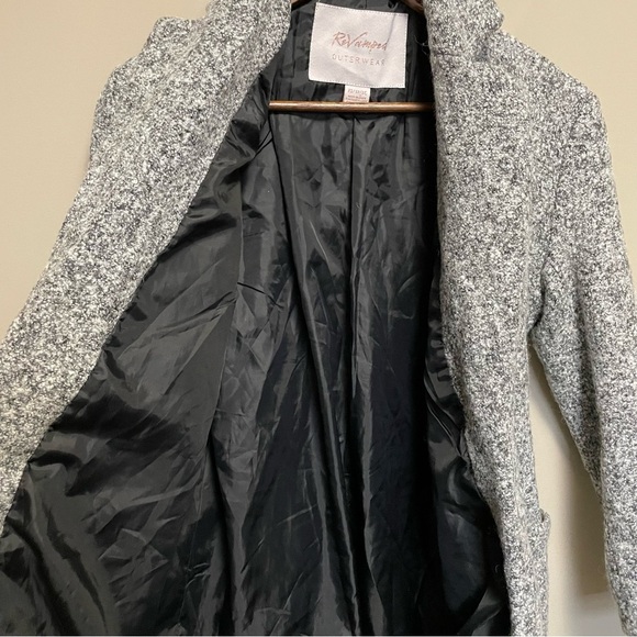 Revamped Vintage Y2K Heathered Gray Wool Blend Belted Trench Coat Women’s XS - Picture 7 of 11